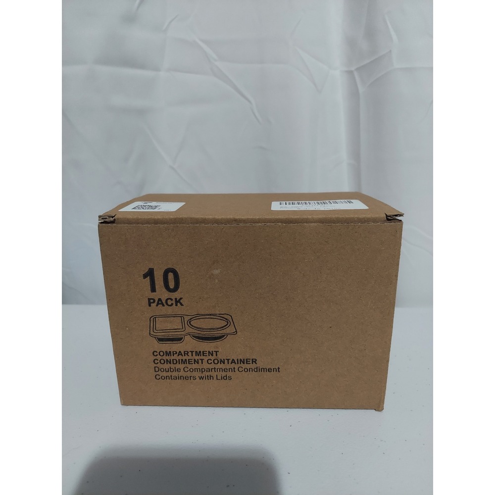 10 Pack Double Compartment Condiment Containers with Lids Clear